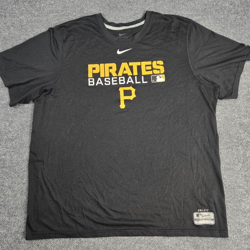 Nike Pittsburgh Pirates Shirt Mens XL Black Dri-FIT MLB Baseball Performance Tee
